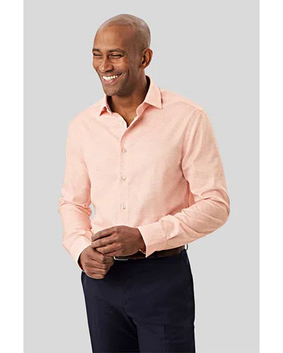 Charles Tyrwhitt Non-iron Linen Slim Fit Shirt In Pink