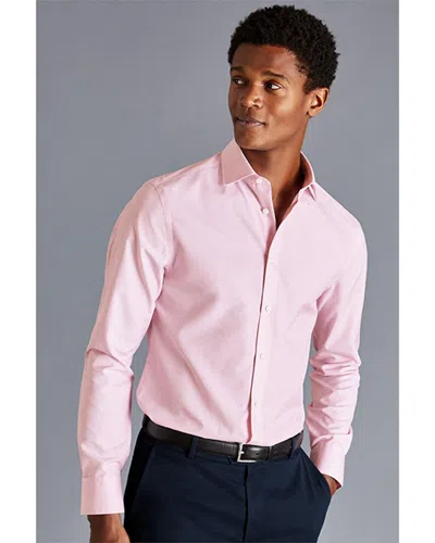 Charles Tyrwhitt Non-iron Linen Stripe Slim Fit Shirt In Pink