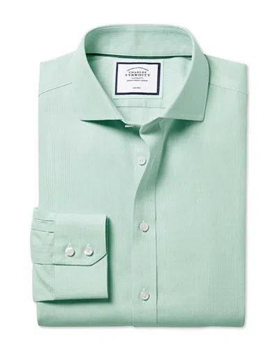 Charles Tyrwhitt Non-iron Ludgate Weave Cutaway Classic Fit Shirt In Green
