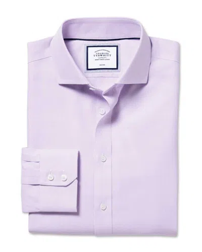 Charles Tyrwhitt Non-iron Ludgate Weave Cutaway Classic Fit Shirt In Purple