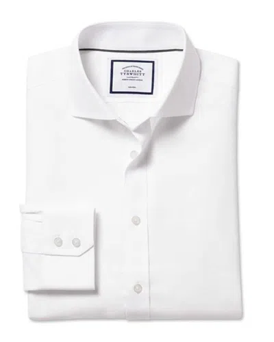 Charles Tyrwhitt Non-iron Ludgate Weave Cutaway Classic Fit Shirt In White