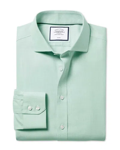 Charles Tyrwhitt Non-iron Ludgate Weave Cutaway Extra Slim Fit Shirt In Green