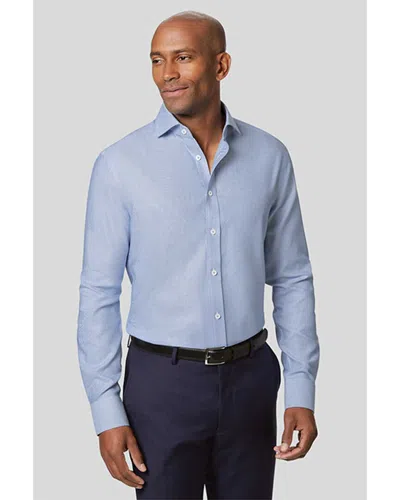 Charles Tyrwhitt Non-iron Ludgate Weave Cutaway Slim Fit Shirt In Blue