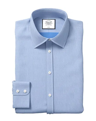 Charles Tyrwhitt Non-iron Micro Diamond Classic Fit Shirt In Blue