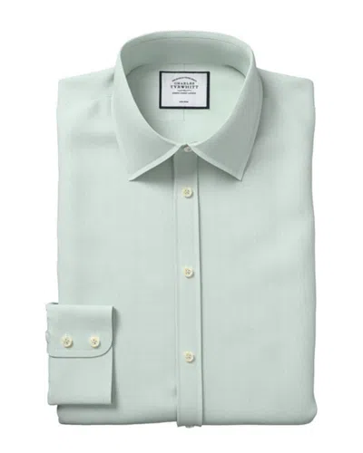 Charles Tyrwhitt Non-iron Micro Diamond Shirt In Green