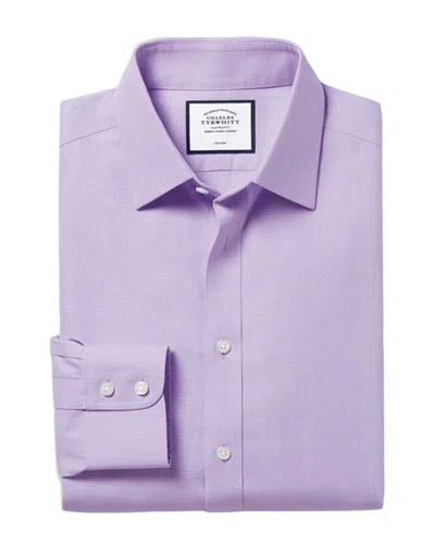 Charles Tyrwhitt Non-iron Mini Herringbone Shirt In Purple