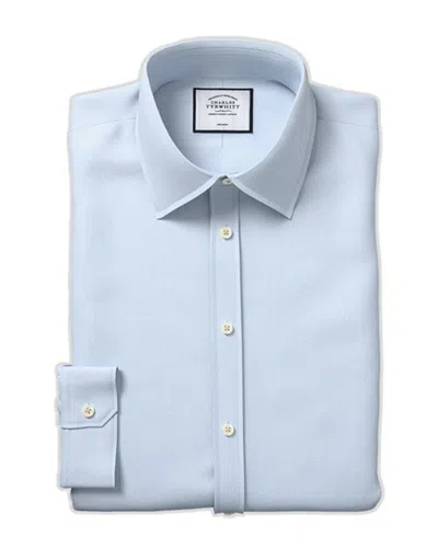 Charles Tyrwhitt Non-iron Mini Herringbone Shirt In Blue