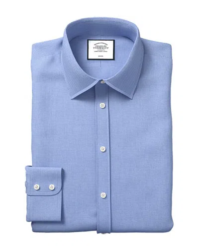 Charles Tyrwhitt Non-iron Mini Herringbone Shirt In Blue