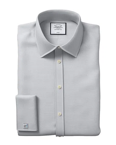 Charles Tyrwhitt Non-iron Mini Herringbone Shirt In Grey