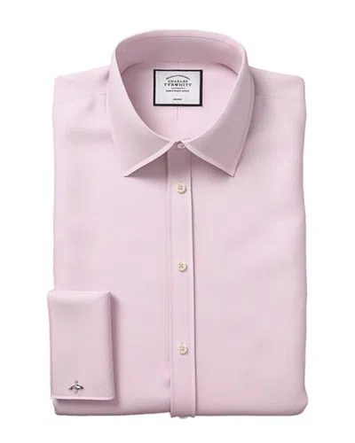 Charles Tyrwhitt Non-iron Mini Herringbone Shirt In Pink