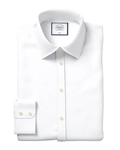 Charles Tyrwhitt Non-iron Mini Herringbone Shirt In White