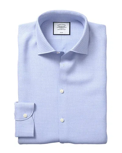 Charles Tyrwhitt Non-iron Natural Stretch Texture Extra Slim Fit Shirt In Blue