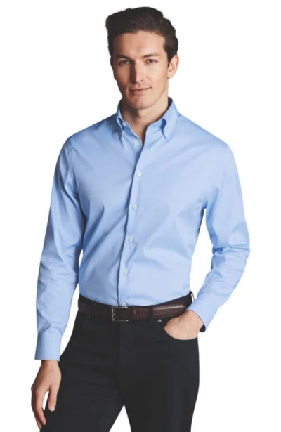 Charles Tyrwhitt Non-iron Oxford Shirt In Sky Blue