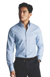 Charles Tyrwhitt Non-iron Pinpoint Oxford Check Shirt In Sky Blue