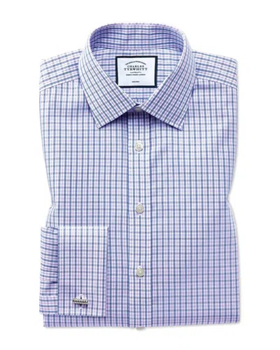 Charles Tyrwhitt Non-iron Poplin Check Classic Fit Shirt In Blue