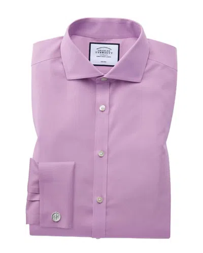 Charles Tyrwhitt Non-iron Poplin Cutaway Extra Slim Fit Shirt In Pink