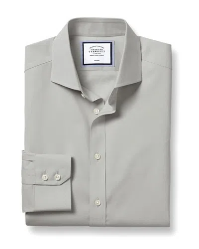 Charles Tyrwhitt Non-iron Poplin Cutaway Extra Slim Fit Shirt In Gray