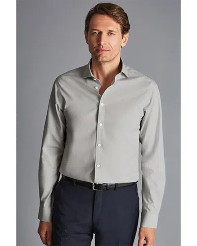 Charles Tyrwhitt Non-iron Poplin Cutaway Slim Fit Shirt In Gray