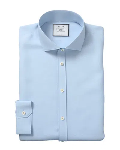 Charles Tyrwhitt Non-iron Poplin Cutaway Super Slim Fit Shirt In Blue