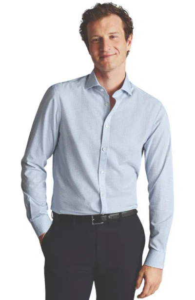 Charles Tyrwhitt Non-iron Poplin Gingham Shirt In Ice Blue