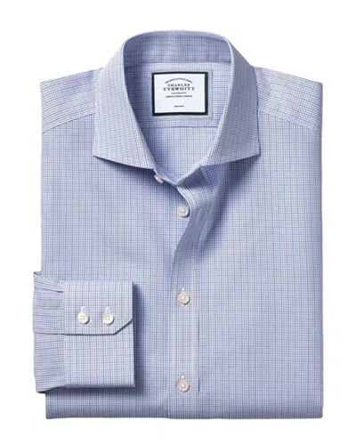 Charles Tyrwhitt Non-iron Poplin Multi Check Slim Fit Shirt In Blue