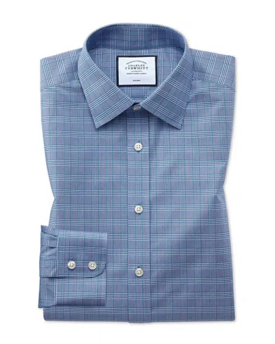 Charles Tyrwhitt Non-iron Prince Of Wales Extra Slim Fit Shirt In Blue