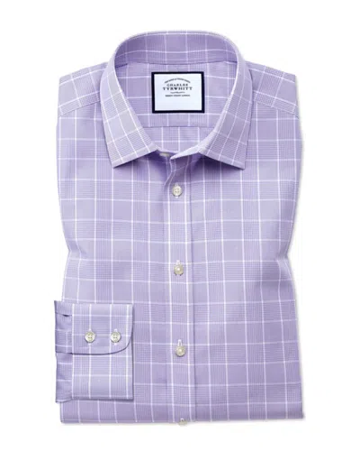 Charles Tyrwhitt Non-iron Prince Of Wales Shirt In Purple