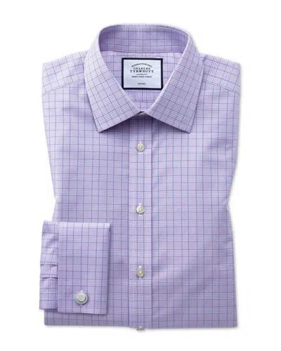 Charles Tyrwhitt Non-iron Prince Of Wales Slim Fit Shirt In Purple