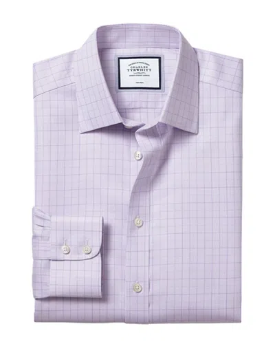Charles Tyrwhitt Non-iron Puppytooth Check Shirt In Purple