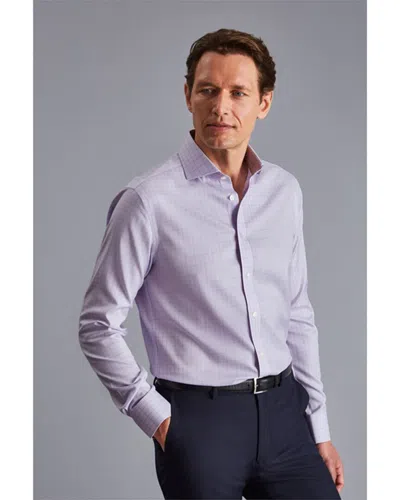 Charles Tyrwhitt Non-iron Puppytooth Check Slim Fit Shirt In Purple
