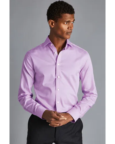 Charles Tyrwhitt Non-iron Puppytooth Shirt In Purple