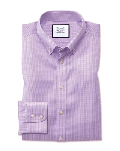 Charles Tyrwhitt Non-iron Puppytooth Shirt In Purple