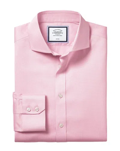 Charles Tyrwhitt Non-iron Puppytooth Slim Fit Shirt In Pink
