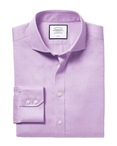 Charles Tyrwhitt Non-iron Puppytooth Slim Fit Shirt In Purple