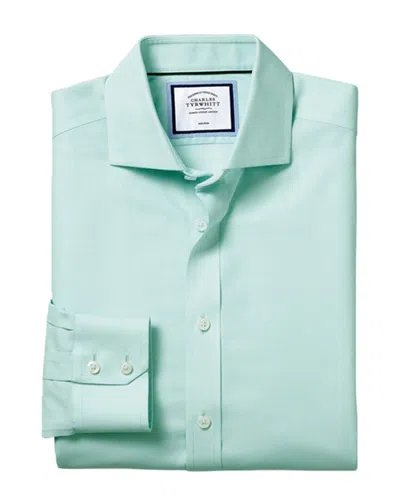 Charles Tyrwhitt Non-iron Regent Weave Slim Fit Shirt In Green