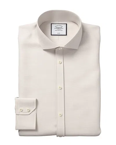 Charles Tyrwhitt Non-iron Slub Slim Fit Shirt In Grey