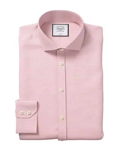 Charles Tyrwhitt Non-iron Slub Cutaway Slim Fit Shirt In Pink