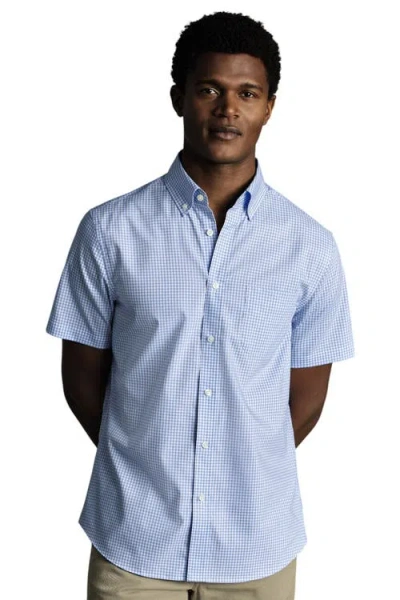 Charles Tyrwhitt Non-iron Stretch Check Short Sleeve Shirt
