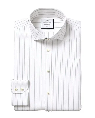 Charles Tyrwhitt Non-iron Stretch Oxford Fine Stripe Slim Fit Shirt In White