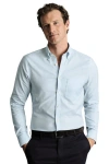 Charles Tyrwhitt Non-iron Stretch Oxford Shirt In Blue