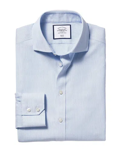 Charles Tyrwhitt Non-iron Stretch Oxford Stripe Slim Fit Shirt In Blue