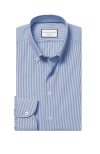 Charles Tyrwhitt Non-iron Stretch Pinpoint Oxford Stripe Shirt In Cobalt Blue