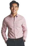 Charles Tyrwhitt Non-iron Stretch Pinpoint Oxford Stripe Shirt In Maroon Red