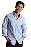 Charles Tyrwhitt Non-iron Stretch Poplin Check Shirt In Blue