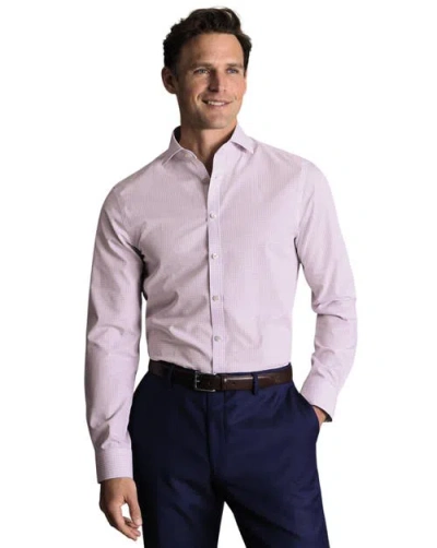 Charles Tyrwhitt Non-iron Stretch Poplin Check Shirt In Pink