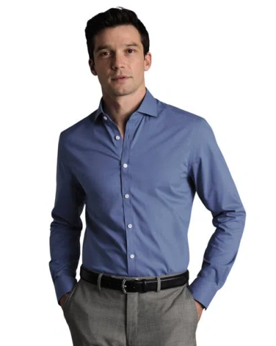 Charles Tyrwhitt Non-iron Stretch Poplin Shirt In Blue