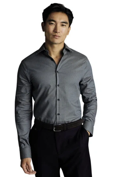Charles Tyrwhitt Non-iron Stretch Texture Circle Shirt In Gray