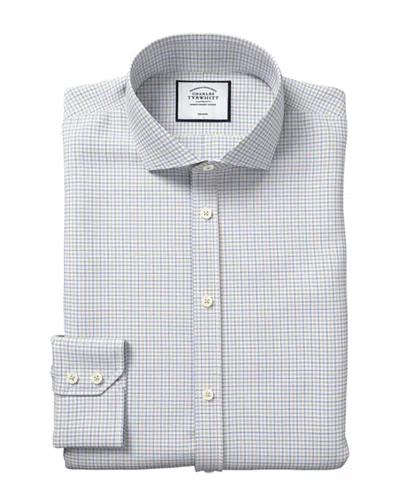 Charles Tyrwhitt Non-iron Twill Check Shirt In Blue