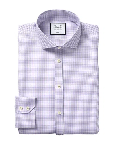 Charles Tyrwhitt Non-iron Twill Check Shirt In Purple