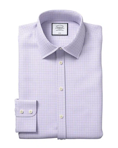 Charles Tyrwhitt Non-iron Twill Check Slim Fit Shirt In Purple